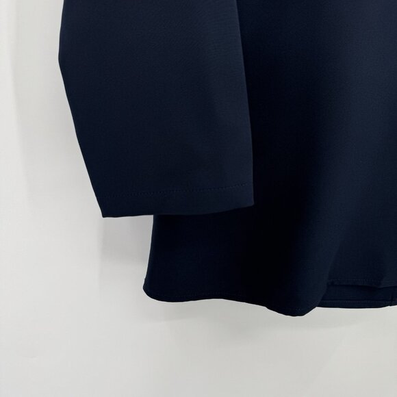 Tuckernuck Navy Blue Faye Blouse sz S Small Swing Top Ruffle Collar Bow Tie - Picture 3 of 7